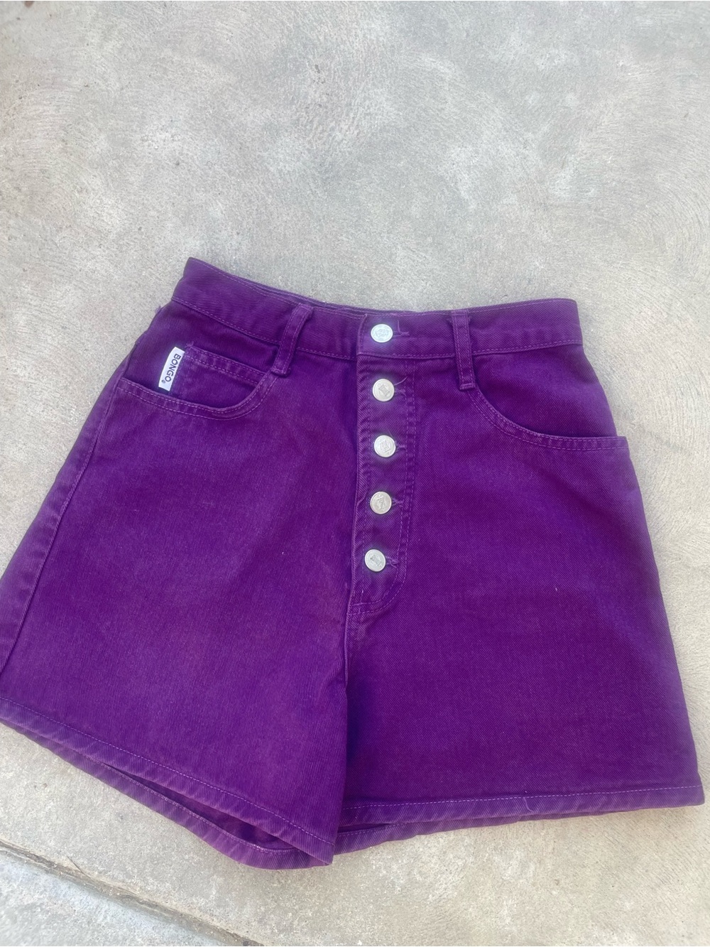 BONGO High-Waist Purple Button-Front Women's Shorts